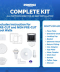 ABS Thru Wall Skimmer Kit White with Return Fitting and Vacuum Plate for above ground and backyard deck pools maintenance
