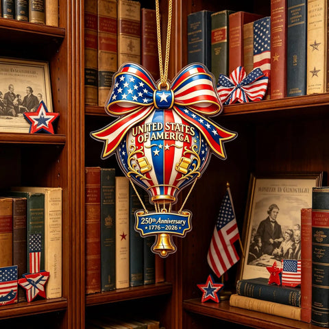250th Anniversary Acrylic Ornament With American Flag Stars And Stripes Design For Semiquincentennial Celebration 1776 2026 Patriotic Hanging Decor for home library