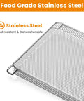Close-up of Heavy Duty Stainless Steel Air Fryer Basket Replacement Trays Compatible With Foodi XL Oven DT201 DT251