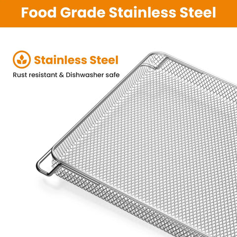 Close-up of Heavy Duty Stainless Steel Air Fryer Basket Replacement Trays Compatible With Foodi XL Oven DT201 DT251
