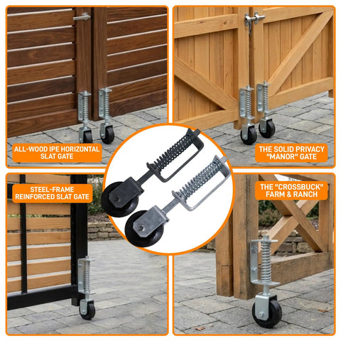 Heavy-Duty Gate Wheel With A Large Four Inch Wheel For Smooth Operation, 14.5 Inch Gate Support Roller, Weather-Resistant Black Finish