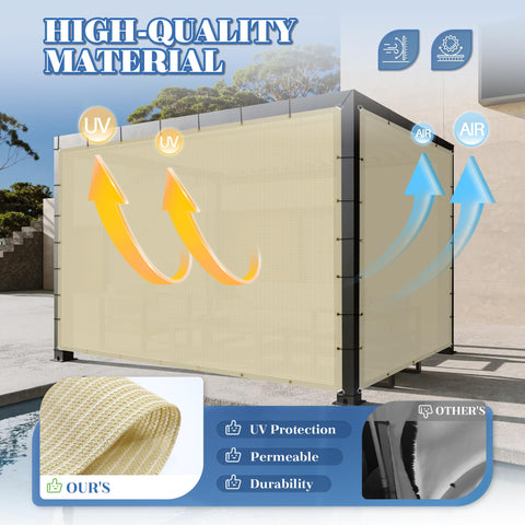18x38 Sun Shade Sail With Straight Edge Grommets UV Blocking Shade Cover Beige fabric structure outdoors