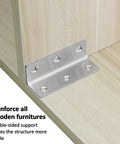 Heavy Duty L Bracket Shelf Braces 3.2 Inch, installed on wooden furniture corner, showing polished silver stainless steel material