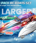 Two Pack 13 Inch Remote Control Boats With LED Lights 2 4Ghz RC Race Boats, size comparison highlighting larger boat