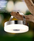 Portable LED Lantern With Built In Rechargeable Battery IP44 Water Resistant For Indoor And Outdoor Use hanging on tree