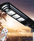 200W Solar Street Light With 6000 Lumens, Waterproof Outdoor Lamp, Dusk To Dawn With Motion Sensor And Remote, mounted on pole