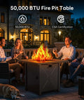 28 Inch Propane Fire Pit Table, 3 In 1 Outdoor Gas Fire Pit With Lid And Lava Rock, 50,000 BTU Steel Fire Pit For Patio Deck Garden And Outdoor Gatherings