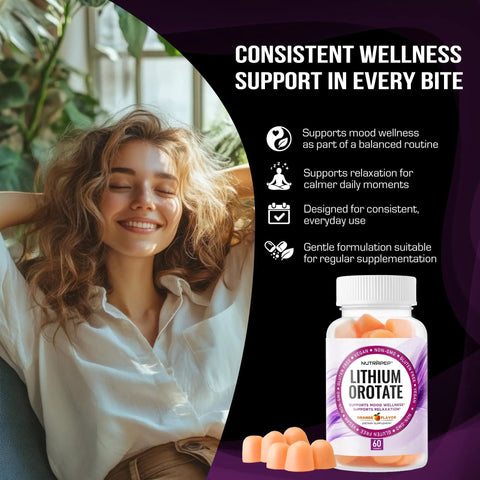 Lithium Orotate Gummies 5mg For Mood Support And Stress Management Helps Keep Your Mood Chill Daily Promotes Relaxed Focus