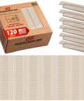 Prescored Bulk Wood Shims For Door Leveling And Window Spacing With 120 Pack Tapered Construction Wedges Eight Inch Long in box and laid out.