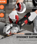 Powerful 4800W Wall Chaser With Laser Guide 6500 RPM For Precise Concrete Grooving in use on concrete surface