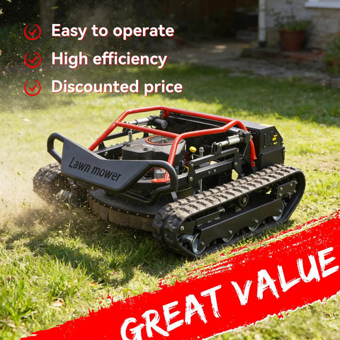 Heavy Duty Remote Control Lawnmower With A Muscle 27Hp Gas Engine And 48V Brushless Drive For Smooth All Terrain Trimming Across Big Yards Featuring A Solid 35 Inch Cut Width And Hassle Free Height Adjustments
