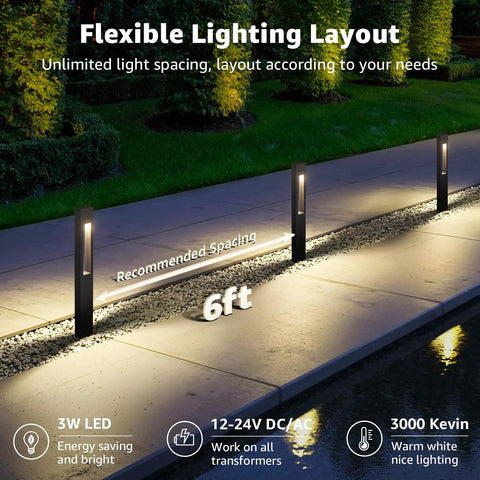 All In One LED Low Voltage Landscape Lighting Kit 12 Pack With 60W Transformer 100 Feet Wire pathway lights by walkway