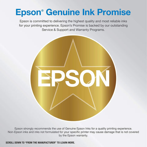 Epson Genuine Ink Promise logo on a gold star emblem, emphasizing high-quality inks for printers.