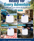 Foldable Water Container With Spigot For Camping And Travel 3 Liter Accordion Water Jug in various outdoor settings.