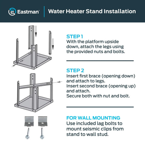Installation diagram for Water Heater Stand 24 Inch By 24 Inch 18 Inch High Elevation With 1200 Lb Load Capacity For Water Heaters