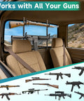 Rear Window Gun Rack For Pickup Trucks Heavy Duty Steel 14-25 Inch Adjustable Rifle Mount with rifles secured in truck interior