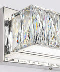 Crystal Bathroom Light Fixtures Over Mirror 22 Point 8 Inch LED Vanity Lights For Bath Chrome Stainless Steel With Polished Finish 6000K Bright White Energy Efficient Lighting For Modern Homes showing crystal details and chrome finish.