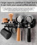 Heavy Duty Espresso Tamper Holder Wall Mount Portafilter Rack With Drip Tray Kitchen Coffee Accessories Organizer Barista Station with tools.
