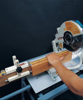 Broset Precision Stop Block W1109 For Crosscuts On Miter Saws And Radial Arms, Tablesaws, Routers And Shapers in use with a saw