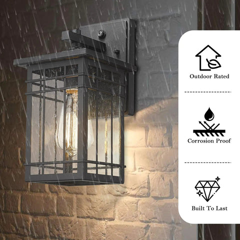 Dusk To Dawn Exterior Wall Lights With Built In Sensor, Outdoor Wall Lanterns Auto On Off in rain, waterproof sconce on brick wall