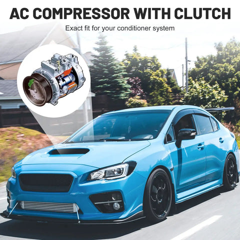 Top Shelf Solid And Fresh AC Air Compressor With Clutch For Chevy Equinox GMC Terrain 2010 2011 with detailed view of compressor.