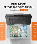 12V Portable Car Refrigerator 11 Quart Electric Cooler For Trucks And RVs, open view with assorted food items inside