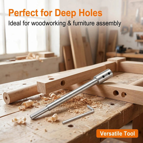 Heavy Duty Six Inch Forstner Bit Extension Rod For Deep Hollow Woodworking And Fine Furniture Builds delivers smooth drilling into wood.