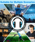 12 Pack Kids Noise Cancelling Headphones For Ear Protection shown in various scenarios like concerts and fireworks.