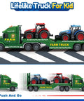 Farm Truck Toy Set For Toddlers And Kids Aged 3 To 7 Includes 27 Inch Semi Flatbed Truck And Two Tractors Friction Powered