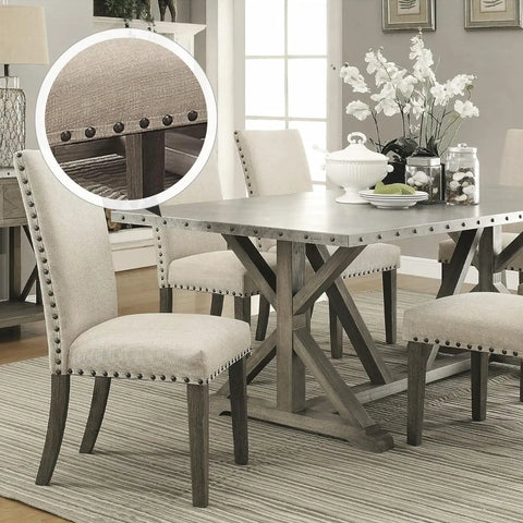 Top Shelf Black Upholstery Tacks Featuring A Vintage Antique Style 200 Count Pack used on chair upholstery in dining room decor.