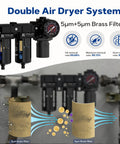 Air Drying System With Double Brass Filter And Regulator Three Eighth Inch NPT Pro Grade Compressed Air Regulator Combo image