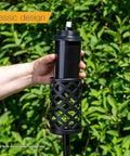 Replacement 12 Oz Tiki Torch Canister With Snuffer Cap Attached Easy Fill Aluminum Metal Torch Fuel Canister Perfect For Tiki Torches Missing Caps 1 Pack shown in hand against greenery