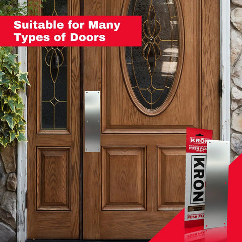 Heavy Duty 4X16 Inch Door Push Plate Rock Solid Clear Anodized Aluminum Guard With Easy Screw Mounting For Wood Or Metal Doors Straight Up Premium Door Protector To Keep Walls And Entries Looking Crisp