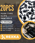 20 Piece Fender Liner And Bumper Cover Grille Retainer Clips Kit For Toyota And Lexus Vehicles with 9mm hole size