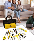 20-Piece Kids Tool Set With Storage Bag Real Hand Tools With Soft Rubber Handles Learning Diy Kit For Boys And Girls Kid Friendly Home Projects And Basic Repairs displayed on a table