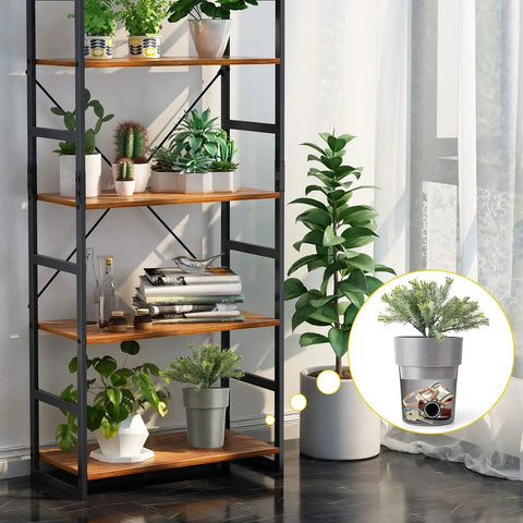 Stealth Mini Flower Pot Safe With Realistic Plant Deco And Key Lock Secret Stash Box For Cash Keys Phones on a shelf.