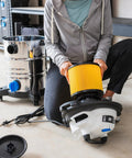 Person installing 2 Pack Replacement Filter For Hart Wet Dry Vacuums 5 To 20 Gallon, cartridge filter in vacuum cleaner