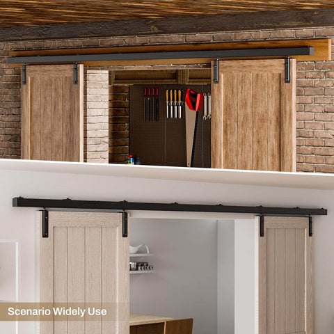 12Ft Box Rail Exterior Sliding Barn Door Hardware Kit Aluminum Alloy Wall Mount Built Tough Heavy Duty Track installed