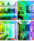 Vibe Up Your Bedroom With Color Changing LED Strip Lights With Remote Control RGB Mood Lighting Kit For Walls And Desks in various room settings