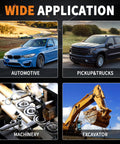 Wide applications of 3/4 Inch 36 Spline To 3/4 Inch DD Universal U Joint Steering Shaft in automotive, trucks, machinery, and excavators.