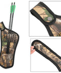 Hip Archery Quiver With Snap On Waist Belt Maple Camo Crossbow Arrow Holder, showing close-up of snap-on belt attachment