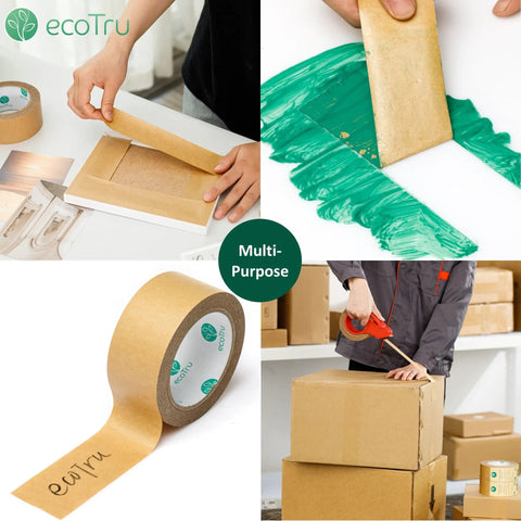 Ultra Strong Kraft Paper Packing Tape For Boxes And Cartons, Beast Mode Sealing For Shipping And Moving, Eco Friendly Biodegradable Painters Tape, 2 Inch Wide By 44 Yard Roll used for packaging and painting