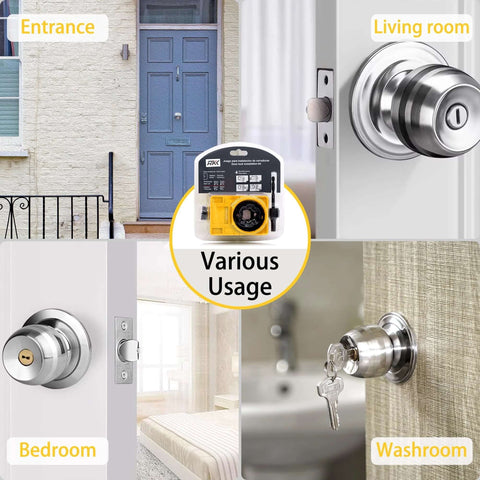 RKK door lock installation kit, yellow packaging, front view, for deadbolt and door knob hole saw.