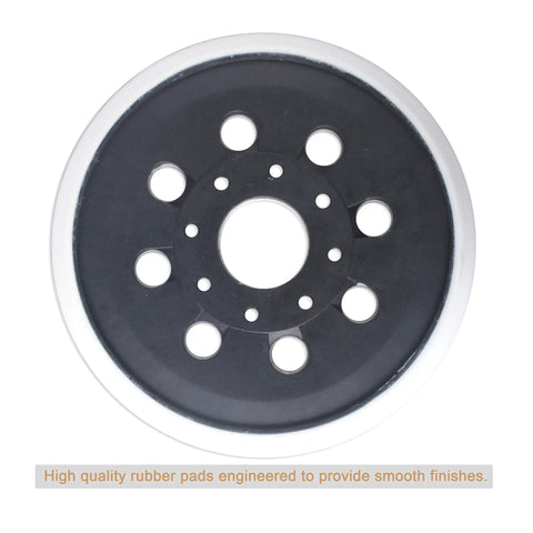 Eight Hole Five Inch Hook And Loop Sander Backing Pad Replacement for RS035, compatible with ROS10 ROS20VS, pack of 2, front view.