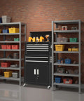 Rolling Tool Chest With Wheels 8 Drawer Metal Tool Cart And Portable Work Bench 2 in 1 Detachable Design With Drawer And Hooks For Garage Workshop Warehouse And Home Shop Heavy Duty Black in garage
