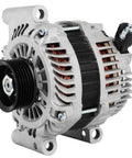 Front view of Alternator Replacement For Ford Fusion 3.0L 2006 2009, Lincoln Zephyr 3.0L 2006, Mercury Milan 3.0L 2006 2007 2008 2009, 12V 150Amp CW 6 Groove Pulley, OE 11173 Compatible Drop In Ready.