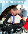 A mechanic uses Long 22 Inch Chemical Resistant Gloves For Tough Jobs Heavy Duty Rubber Waterproof Dishwashing Gloves For Men Forearm Protection Against Strong Acids Alkalis Oils XL Size while working on an engine.