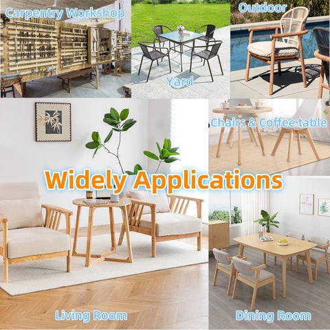 Widely applications of nail on furniture glides for chairs and tables with cushioned nickel base in gray, shown in various rooms and settings.
