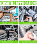 Built Tough Ten Piece Half Inch Drive Impact Socket Set Metric Deep Well Six Point Chrome Vanadium Wrenches used with electric and pneumatic wrenches.