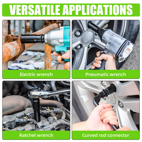 Built Tough Ten Piece Half Inch Drive Impact Socket Set Metric Deep Well Six Point Chrome Vanadium Wrenches used with electric and pneumatic wrenches.